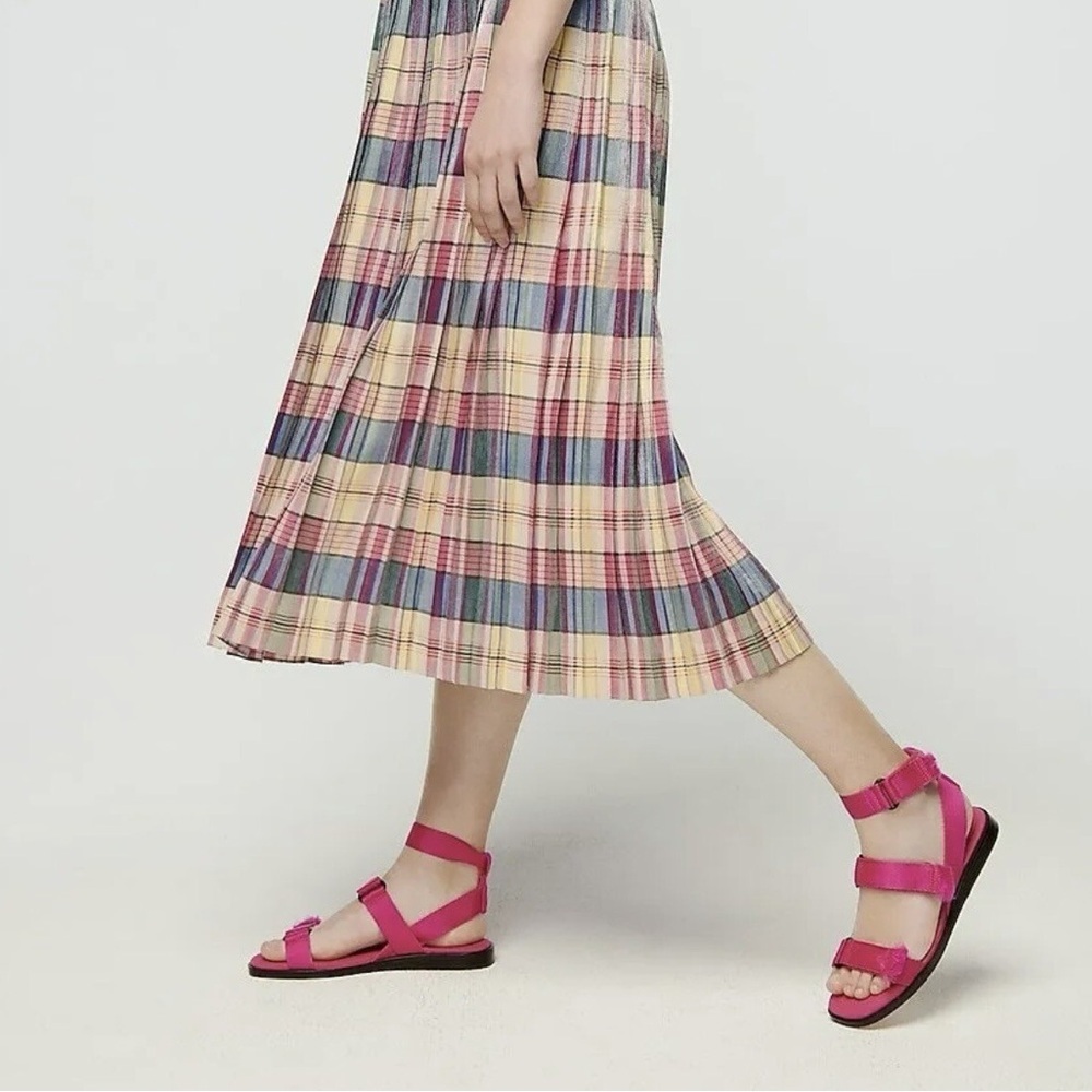 J crew Pleated midi skirt, vibrant shimmering plaid, 6 - Picture 2 of 11